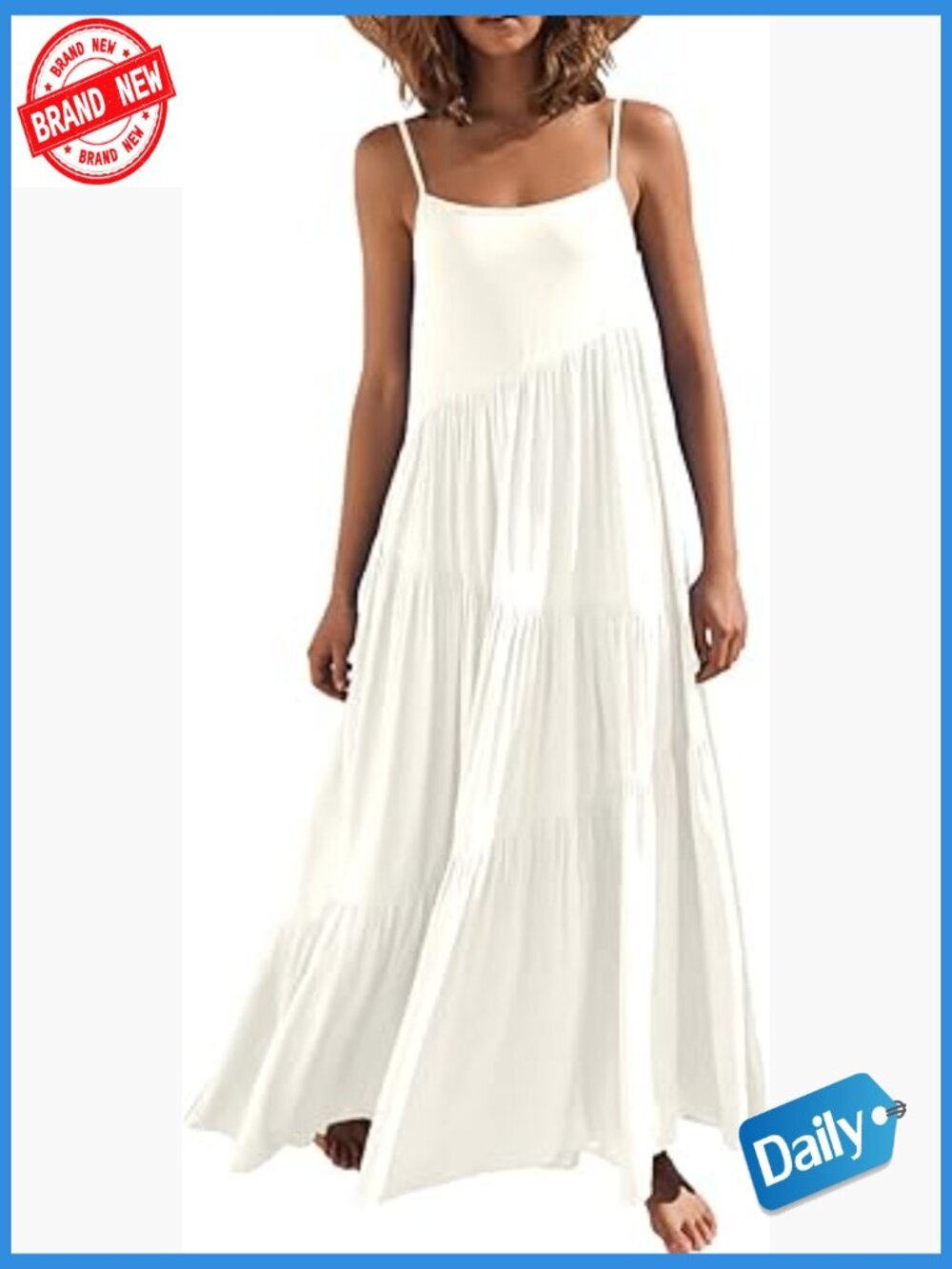 Sleeveless Tiered Maxi Sundress Spaghetti Strap Flowy Boho Beach